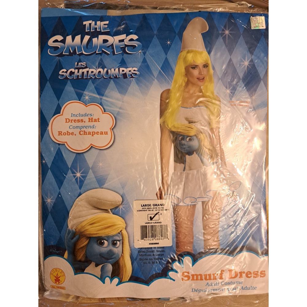 Rubies The Smurfs Smurfette Adult Costume Dress and Hat Set White Large 10-14